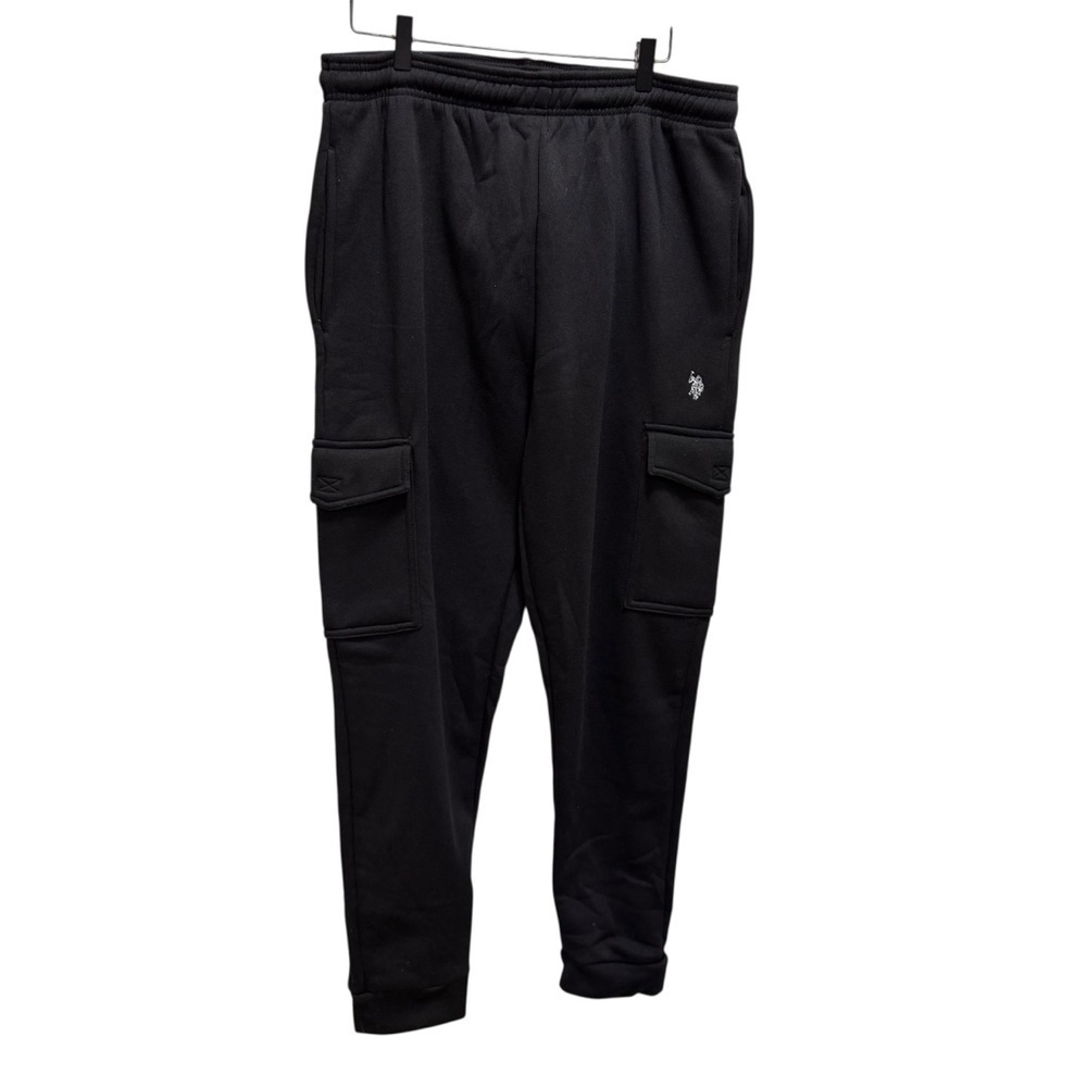 U.S. POLO ASSN. Men's Fleece Cargo Joggers Black Size XL